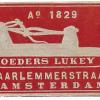 Etiket schaatsenverkoper Gebr. Lukeij, Amsterdam