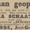 Advertentie 1904 schaatsenverkoper G.C. Jense, Delft