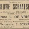 Advertentie 1933 schaatsenmaker Luurtze de Vries, Leeuwarden