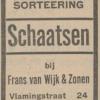 Advertentie 1933 schaatsenverkoper Frans van Wijk&Zonen, Den Haag