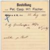 Bestelling 1899 firma Pet.Casp.Hch. Fischer, Wetter an der Ruhr (Duitsland)
