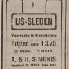 Advertentie 1920 schaatsenverkoper A&H Simonis, Leiden