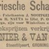 Advertentie 1896 schaatsenverkoper Groenier&Van Zanten, Groningen