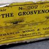 Zijkant doos The Grosvenor schaatsen schaatsenmaker Francis Wood&Son, Sheffield (Engeland)