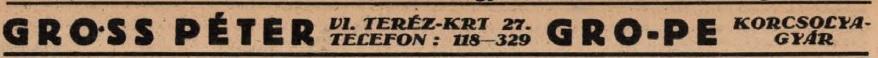 Advertentie 1943 schaatsenverkoper Peter Gross, Budapest (Hongarije)
