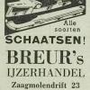 Advertentie 1942 schaatsenverkoper Breur's IJzerhandel, Rotterdam