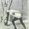 Joe Donoghue op noren van schaatsenmaker Fossum, Kristiania (Noorwegen)