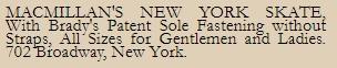 Advertentie 1864 schaatsenmaker A. Macmillan, New York (USA)