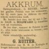 Advertentie 1901 schaatsenmaker G. Ruiter, Akkrum