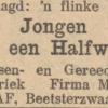 Advertentie 1929 schaatsenmaker M. van der Schaaf, Beetsterzwaag