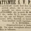 Advertentie 1881 schaatsenmaker D.G. Minkema, Oosterlittens