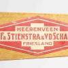 Etiket Friese doorloper schaatsenmaker Fa.Stienstra&v.d.Schaaf, Heerenveen