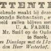 Advertentie 1879 schaatsenmaker A.U. Faber, Sneek
