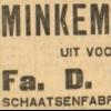 Advertentie 1929 schaatsenfabrikante Fa. D.P. Minkema, Sneek
