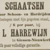 Advertentie 1901 schaatsenmaker L. Harrewyn, Giessenburg