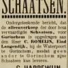 Advertentie 1904 schaatsenmaker C. Harrewyn, Giessenburg