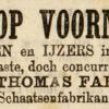 Advertentie 1888 schaatsenmaker Thomas Faber, IJlst
