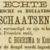 Advertentie 1890 schaatsenmaker C. Boersma, Oudekerk aan den Rijn