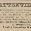 Advertentie 1895 schaatsenmaker Y. Dorhout, Zwolle