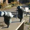 Schaatsende nijlpaarden - Bilderdam