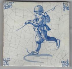Schaatser met ijsstok