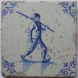 Schaatser met ijsstok