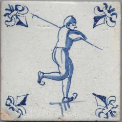 Schaatser met ijsstok