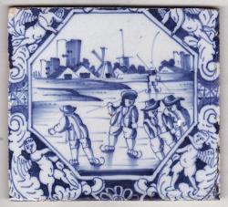 Winterlandschap met schaatsers
