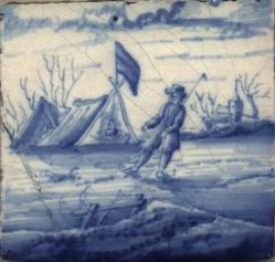 Koek en zopie tent met schaatser