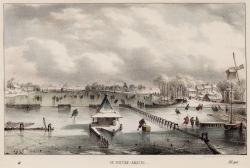 Amstel in de winter gezien naar het zuiden vanaf de Hogesluis
