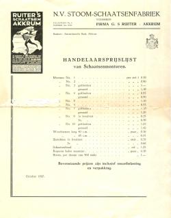 Prijslijst G.S.Ruiter, Akkrum