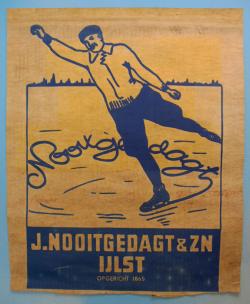 Etiket op grote doos J. Nooitgedagt, IJlst