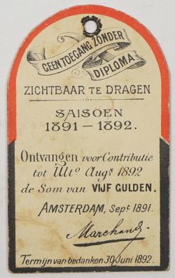 Toegangsbewijs Diploma 1890? J.L.Luckeij achterzijde