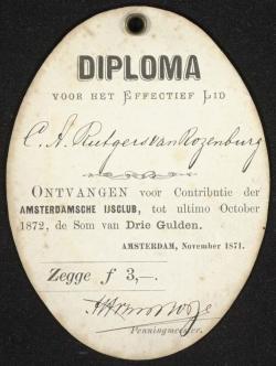 Toegangsbewijs met 2 dames 1871