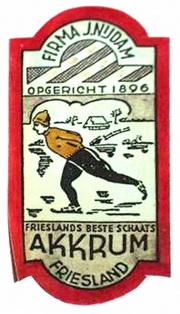 Etiket voor schaatsen J.Nijdam, Akkrum
