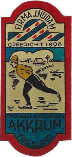 Etiket voor schaatsen J.Nijdam, Akkrum