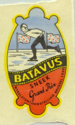 Etiket voor schaatsen Batavus Schaatsenfabriek