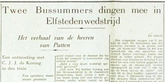 1940 - Twee Bussummers dingen mee in de Elfstedenwedstrijd